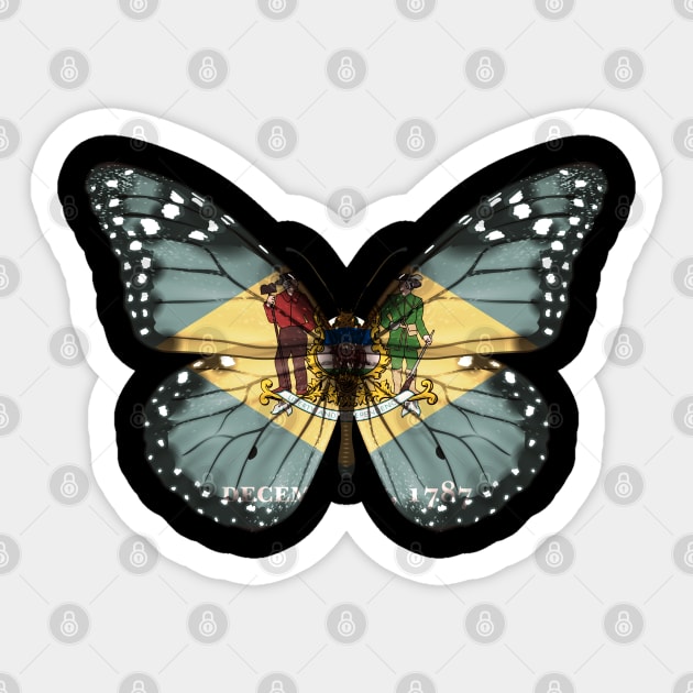 Delaware Flag Butterfly - Gift for Delawarean From Delaware DE Sticker by Country Flags